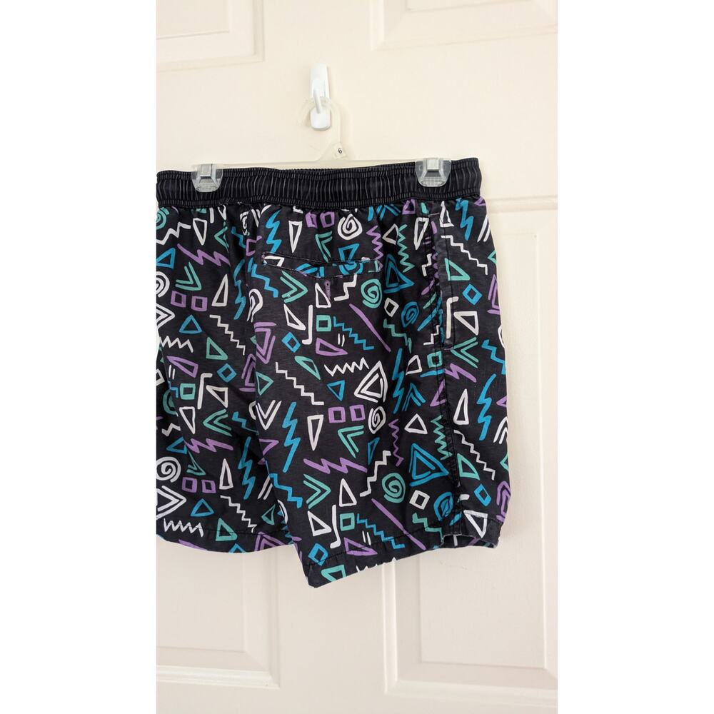 VTG Carbon 80s Inspired Swim Trunks, Medium, Mesh Lined, Colorful, Artsy